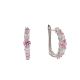 Round-Cut Pink and White High-Carbon Stone Huggie Hoop Earrings