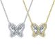 Marquise-Cut Moissanite Butterfly Halo Pendant Necklace in 925 Sterling Silver