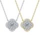 Princess-Cut Moissanite Four-Leaf Clover Halo Necklace in Sterling Silver