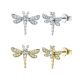 Round-Cut Moissanite Dragonfly Stud Earrings in 925 Sterling Silver