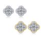 Moissanite Princess and Marquise Clover Cluster Stud Earrings in Sterling Silver