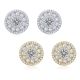 Round-Cut Moissanite Pave Halo Disc Stud Earrings in 925 Sterling Silver