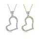 Mixed-Cut Moissanite Open Heart Pendant Necklace in 925 Sterling Silver