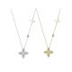 Round Moissanite Four-Leaf Floral Pendant Necklace in 925 Sterling Silver