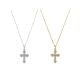 Round-Cut Moissanite Pavé Cross Pendant Necklace in 925 Sterling Silver