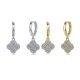 Round-Cut Moissanite Clover Drop Hoop Earrings in 925 Sterling Silver