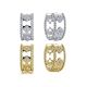 Round Moissanite Clover Beaded Huggie Hoop Earrings in 925 Sterling Silver