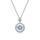 Round-Cut Moissanite Floral Halo Pendant Necklace in 925 Sterling Silver