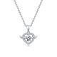 Round-Cut Moissanite Angel Wing Heart Halo Pendant Necklace in Sterling Silver