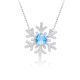 Round-Cut Blue Topaz Snowflake Pendant Necklace in 925 Sterling Silver