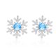 Round-Cut Blue Topaz Snowflake Stud Earrings in 925 Sterling Silver