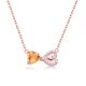 Pear-Cut Citrine Open Heart Pendant Necklace in 925 Sterling Silver