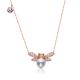 Akoya Pearl and Round-Cut Zircon Dragonfly Pendant Necklace in 925 Sterling Silver