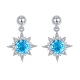 Oval-Cut Blue Crystal Celestial Starburst Drop Earrings in 925 Sterling Silver