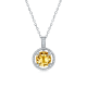 Natural Citrine Twisted Halo Pendant Necklace in 925 Sterling Silver