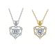 Heart-Cut Moissanite Open Heart Halo Pendant Necklace in Sterling Silver
