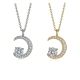 Round-Cut Moissanite Crescent Moon Dangle Pendant Necklace in 925 Sterling Silver