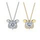 Heart-Cut Moissanite Owl Pendant Necklace in 925 Sterling Silver
