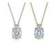 Oval-Cut Moissanite Pavé Bail Solitaire Pendant Necklace in Sterling Silver