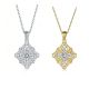 Round-Cut Moissanite Vintage Quatrefoil Pendant Necklace in 925 Sterling Silver