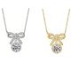 Round-Cut Moissanite Bow Halo Pendant Necklace in 925 Sterling Silver
