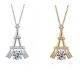 Round-Cut Moissanite Eiffel Tower Pendant Necklace in 925 Sterling Silver