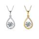 Round-Cut Moissanite Pear Halo Pendant Necklace in 925 Sterling Silver