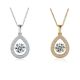 Round-Cut Moissanite Dancing Teardrop Halo Pendant Necklace in Sterling Silver