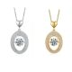 Round-Cut Moissanite Floating Oval Halo Pendant Necklace in Sterling Silver