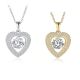 Round-Cut Moissanite Dancing Heart Halo Pendant Necklace in Sterling Silver