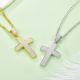 White Moissanite Pavé Cross Pendant Necklace in 925 Sterling Silver