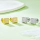 Square Moissanite Pavé Cluster Stud Earrings in 925 Sterling Silver