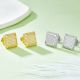 Square Pavé Moissanite Grid Stud Earrings in 925 Sterling Silver