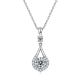 Round-Cut Moissanite and Gemstone Teardrop Halo Pendant Necklace