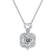 Round-Cut Moissanite and Lab Gem Heart Knot Halo Pendant Necklace