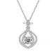 Round-Cut Moissanite & Gemstone Gourd Halo Necklace in 925 Sterling Silver