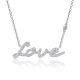 Round-Cut Moissanite Pave Script Love Necklace in 925 Sterling Silver