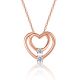 Round-Cut Moissanite Double Heart Pendant Necklace in 925 Sterling Silver