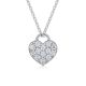 Round-Cut Moissanite Heart Lock Cluster Pendant Necklace in 925 Sterling Silver