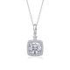 Round-Cut Moissanite Cushion Halo Pendant Necklace in 925 Sterling Silver