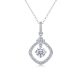 Round-Cut Moissanite Open Square Halo Pendant Necklace in Sterling Silver
