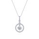 Round-Cut Moissanite Open Circle Halo Pendant Necklace in Sterling Silver