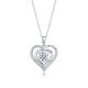 Round-Cut Moissanite Double Heart Pendant Necklace in 925 Sterling Silver
