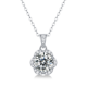 Round-Cut Moissanite Floral Halo Pendant Necklace in 925 Sterling Silver