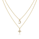Round-Cut Moissanite Celestial Double-Layer Necklace in 925 Sterling Silver
