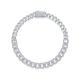 Round Moissanite Pave Cuban Link Bracelet in 925 Sterling Silver