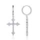 Round-Cut Moissanite Cross Dangle Hoop Earrings in 925 Sterling Silver