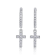 Round-Cut Moissanite Pave Cross Huggie Drop Earrings in 925 Sterling Silver