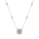 Moissanite Cushion Halo Pendant Necklace in 925 Sterling Silver