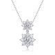 Round-Cut Moissanite Double Sunflower Floral Pendant Necklace